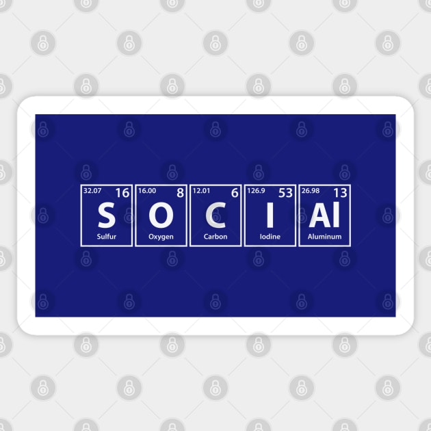 Social (S-O-C-I-Al) Periodic Elements Spelling Sticker by cerebrands